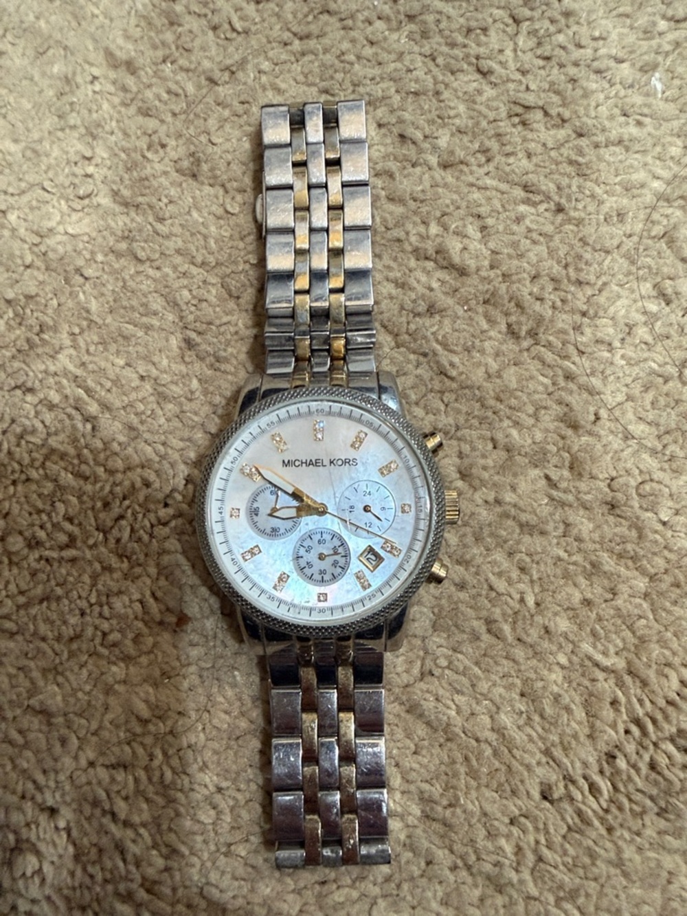 Michael Kors Silver and Gold Two-Tone Chronograph Watch